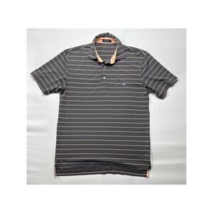 Southern Marsh Men's Short Sleeve Gray Striped Performance Polo Shirt - Size S